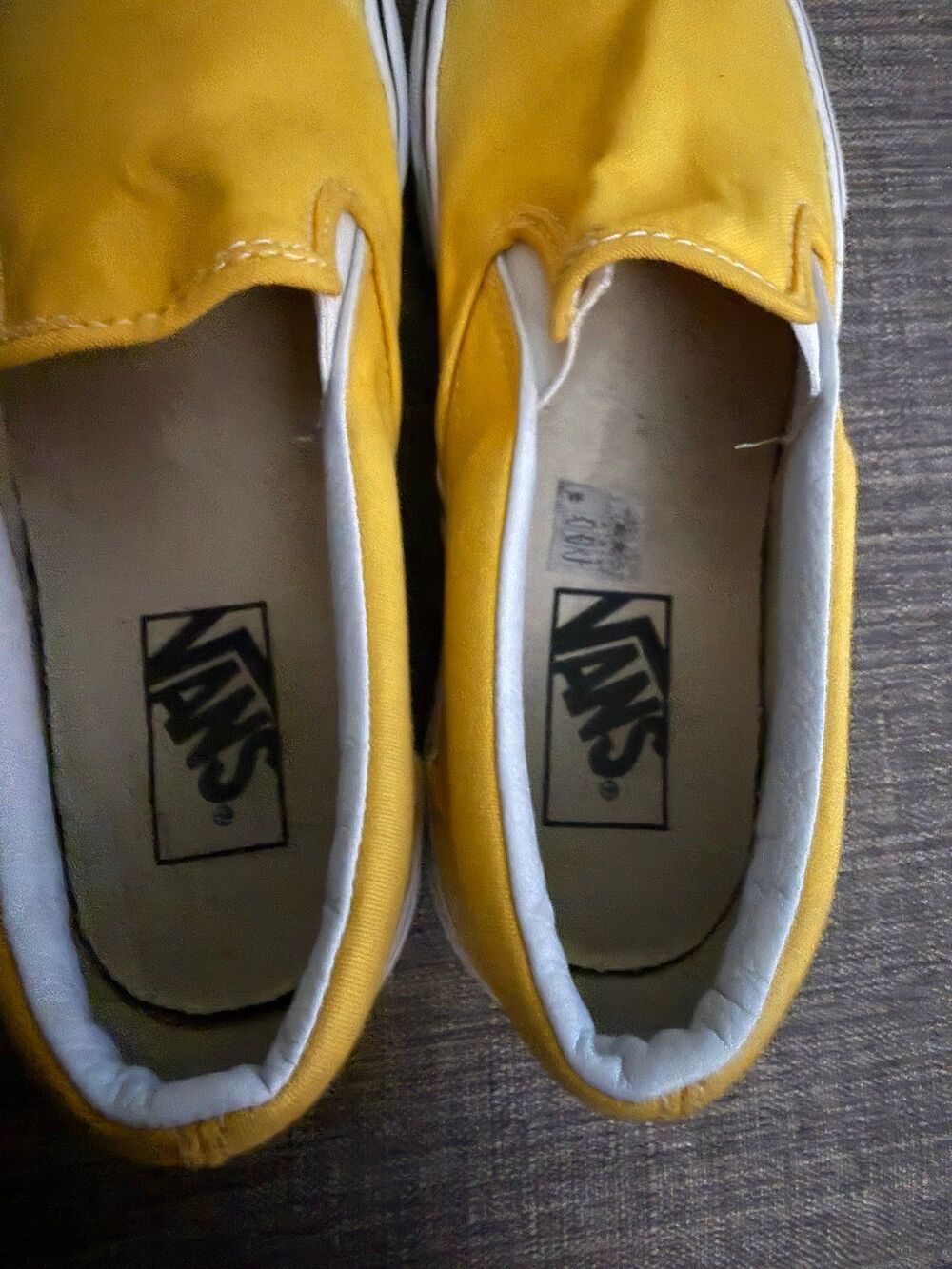 Men’s Vans Yellow Classic Slip On Sneakers Size Men 6.5 Women’s 8 *Read* - Picture 6 of 10